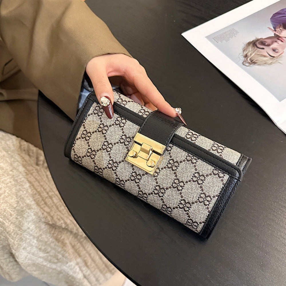 Ladies' New Style Multi-card Slots Three-fold Buckle Short and Long Wallet