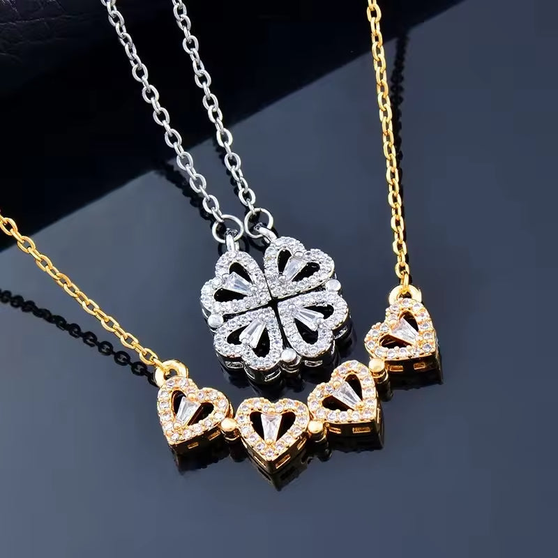 Daughter's 4-Leaf Clover Lucky Charm Necklace and Forever Rose Gift Box