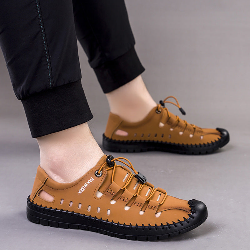 Summer Men's Sandals Beach Outdoor Leather Sandals Soft Leather Sandals