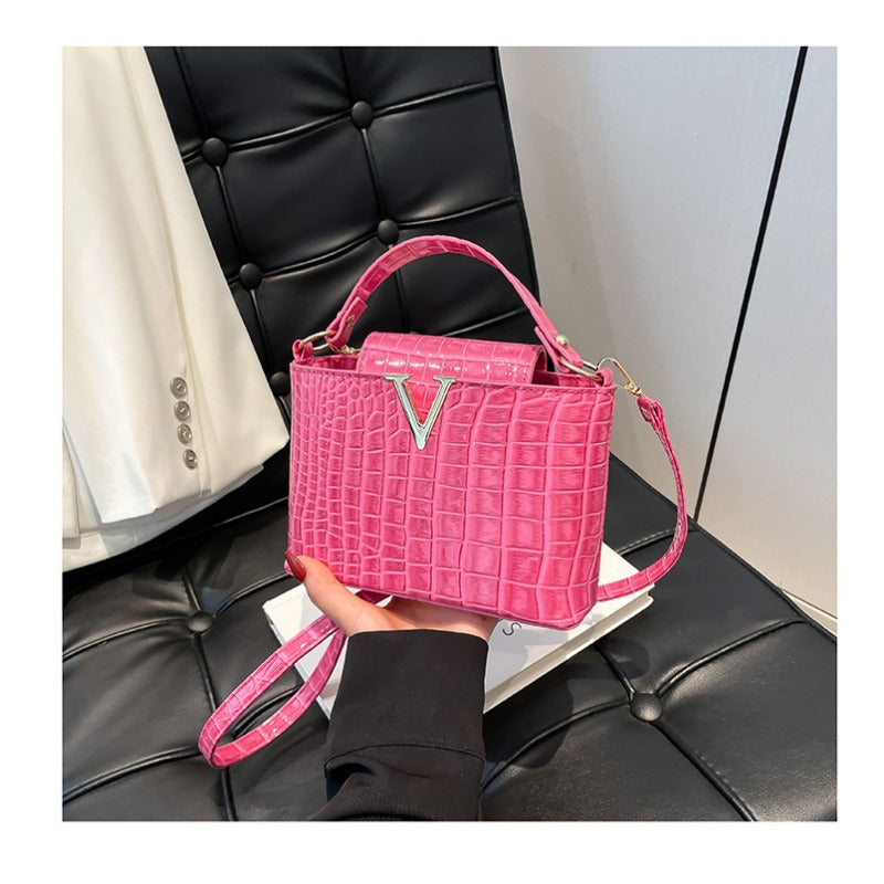 Stone-patterned Hand-held Fashionable Single-shoulder Retro Crossbody Trendy Ladies' Bucket Bag