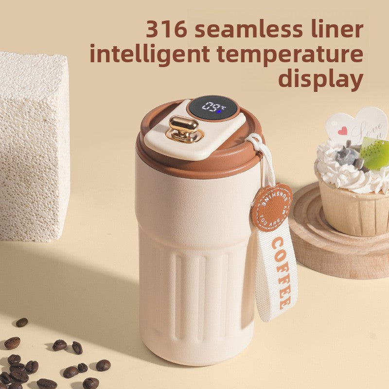 【Fresh Style】Digital Display Coffee Cup 316 Stainless Steel Intelligent Temperature Measurement Thermos Cup